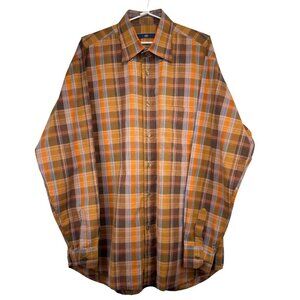 ZEGNA Sport Brown Tan Plaid Casual Neutral Designer Button-down Shirt sz L